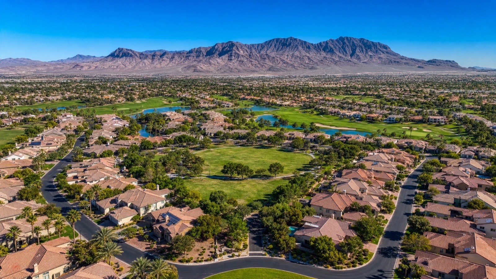North Las Vegas Aliante master-planned community with parks and new construction homes